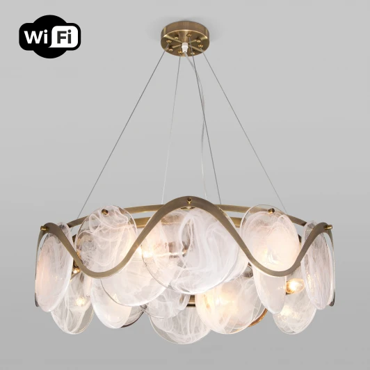 354/6 античная бронза Подвесная люстра Wi-Fi Bogate's Galicia 354/6 Smart (322/6) (220V, управление смартфоном, голосовое управление, умный дом - Minimir Home, Алиса, Маруся, Салют, на тросе, круглые)