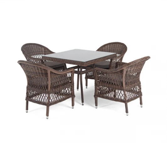 SC4T-5-SET brown Обеденная группа плетеная, цвет коричневый 4SIS Сицилия SC4T-5-SET brown