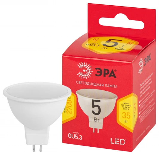 LED MR16-5W-827-GU5.3 R Лампочка светодиодная GU5.3 5W ЭРА LED MR16-5W-827-GU5.3 R