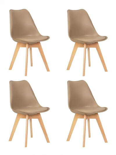 LMZL-PP635-N_LB-TR_P-GR-03 Набор 4 шт стул обеденный DOBRIN JERRY SOFT (ножки светлый бук, цвет сиденья бежевый (GR-03))