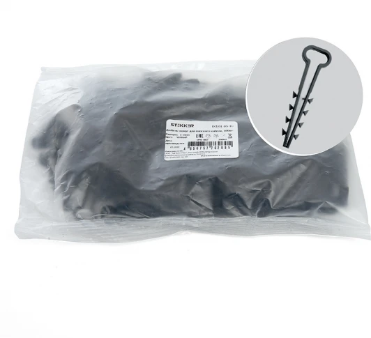 39860 Дюбель-хомут для плоского кабеля (5-10мм) черный 100 шт. Stekker 39860