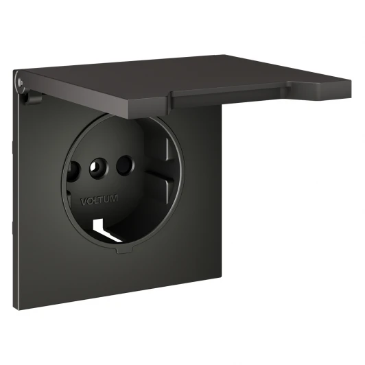 VLS000806 Накладка для розетки с заземлением, защитными шторками и крышкой Voltum S70 VLS000806 (титан)