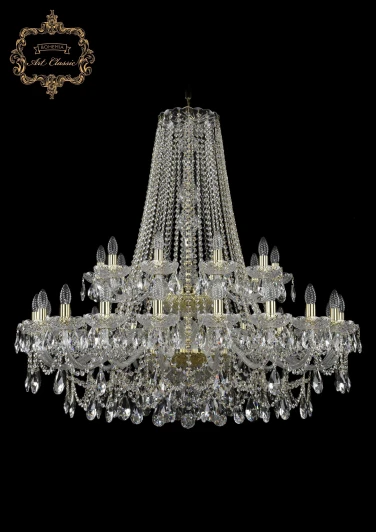 11.25.20+10.400.2d.Gd.Sp Подвесная большая люстра Art Classic 11.25 11.25.20+10.400.2d.Gd.Sp (220V, хрусталь, на цепи, подсвечник, свеча)