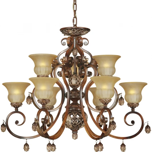705-09-52 Люстра подвесная N-Light, 9 плафонов, античное серебро, коричневый