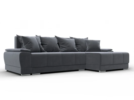 137092 Диван угловой Лига-119 угол правый (ДСП,Брус,Фанера,ЛДС,Велюр/Серый) Лига Диванов 137092