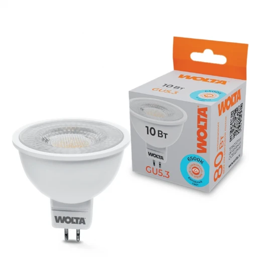 WSTD-MR16-220V10W6KGU5.3-L Светодиодная лампа 10Вт 6500K GU5.3 с линзой Wolta WSTD-MR16-220V10W6KGU5.3-L