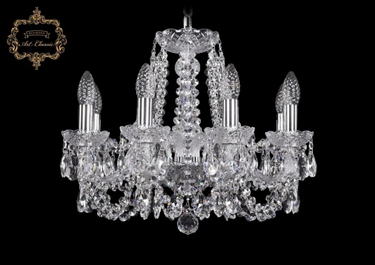 11.11.8.165.Cr.Sp Подвесная люстра Art Classic 11.11 11.11.8.165.Cr.Sp (220V, хрусталь, на цепи, подсвечник, свеча)