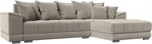 121113 Диван угловой НордСтар правый угол (Бежевый/Микровельвет) Лига Диванов арт.121113