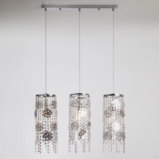 10083/3 хром/прозрачный хрусталь Strotskis Подвесной светильник Eurosvet Flower 10083/3 хром/прозрачный хрусталь Strotskis
