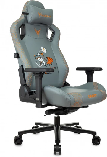 KNIGHT CRFT DRAGON G Кресло игровое Knight Craft Dragon серый эко.кожа крестов. металл