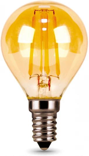 105801005 Лампочка светодиодная филаментная Gauss Filament 105801005 Шар 5W 400lm 2700К Е14 golden LED