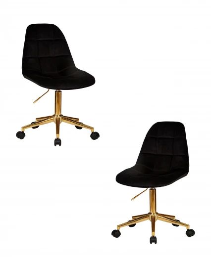 LM-9800-N_G-M_V-MJ9-101 Набор 2 шт офисное кресло для персонала DOBRIN MONTY GOLD (чёрный велюр (MJ9-101))