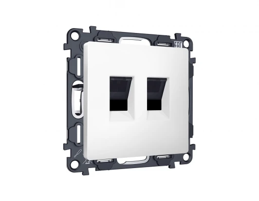 MA132110 Комплект механизма двойной Ethernet RJ-45 розетки с автоматической защитной шторкой встраиваемый (белый матовый) Ambrella Volt QUANT MA132110