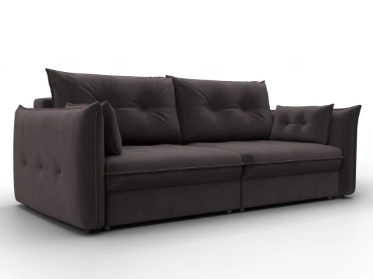 133651 Диван прямой Лига-100 НПБ (ДСП,Фанера/Пластик/Велюр/Коричневый) Лига Диванов 133651