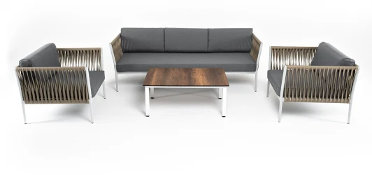 KASS3C2T-4-SET gray "Касабланка" лаунж-зона плетеная из роупа 5-местная, цвет бежевый 4SIS арт.УТ-00007281