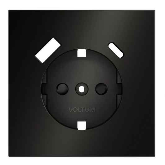 VLSM001012 Накладка для розетки с заземлением и защитными шторками с USB A+C (антрацит) Voltum S70 Metal VLSM001012