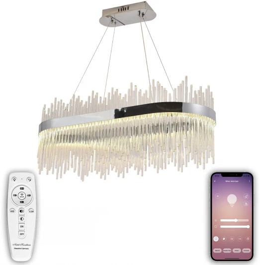 LED LAMPS 81265 Подвесная люстра с таймером Natali Kovaltseva Smart Нимбы LED LAMPS 81265 (220V, хрусталь, пульт управления, управление смартфоном, на тросе)