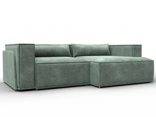 131146L Диван угловой Лига-061 угол левый (ДСП,Брус,Фанера,Велюр/Зеленый) Лига Диванов 131146L