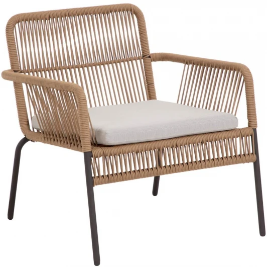 077829 Кресло из ротанга La Forma (ex Julia Grup) Samanta (Бежевый/ Сталь,Металл,Веревка,Пена)