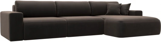 121394 Диван угловой Лига-036 НПБ Классик Лонг правый угол (Коричневый/Велюр) Лига Диванов арт.121394