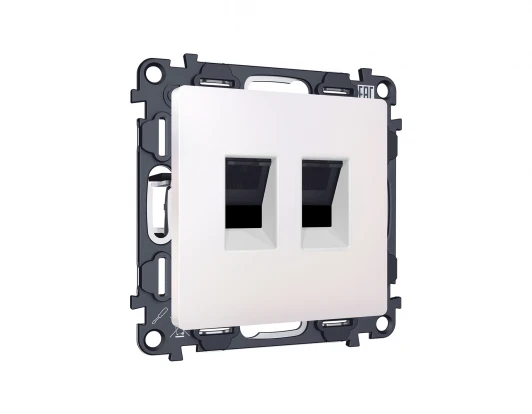 MA212110 Комплект механизма двойной Ethernet RJ-45 розетки с автоматической защитной шторкой встраиваемый (жемчуг) Ambrella Volt QUANT MA212110