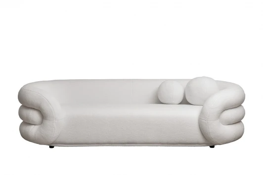 MONBLAN-T3-Hush000 Диван Монблан(Monblan) трехместный букле белый Hush000 232*96*63см Garda Decor MONBLAN-T3-Hush000