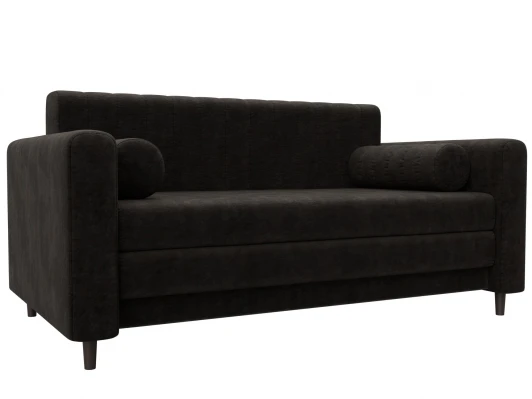 129762 Диван прямой Лига-070 (ЛДСП,Брус,Фанера/Дерево/Велюр/Коричневый) Лига Диванов 129762