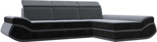 121647 Диван угловой Лига-032 правый угол (Серый,Черный/Велюр) Лига Диванов арт.121647