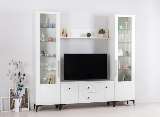 524333 Модульная гостиная Вестра комплектация 3 (Вестра белый шагрень комплектация 3) Mobi арт.524333