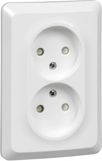 PC16-106B Розетка встраиваемая двойная без заземления со шторками (белый) Systeme Electric Etude PC16-106B