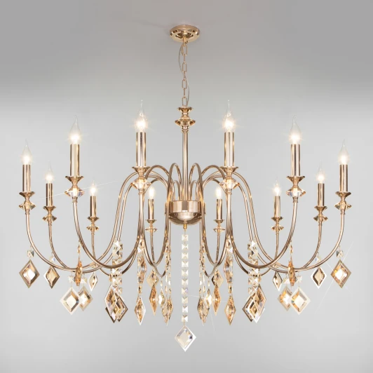 10110/12 золото/тонированный хрусталь Strotskis Подвесная люстра Eurosvet Telao 10110/12 золото/тонированный хрусталь Strotskis