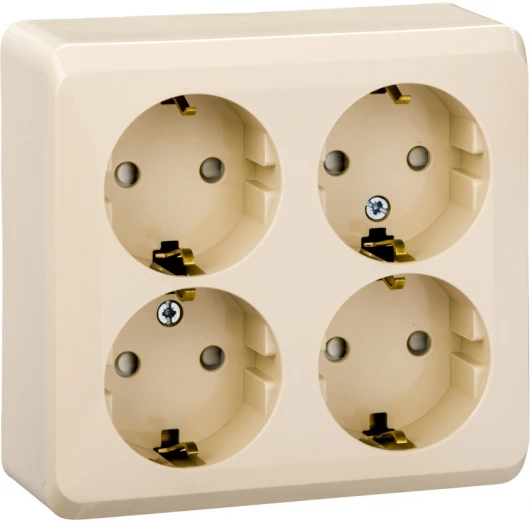 PA16-208K Розетка накладная четверная с заземлением и шторками (кремовый) Systeme Electric Etude PA16-208K