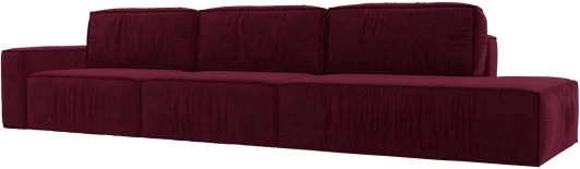 121746L Диван прямой Прага Модерн Лонг подлокотник слева (Бордовый/Микровельвет) Лига Диванов арт.121746L