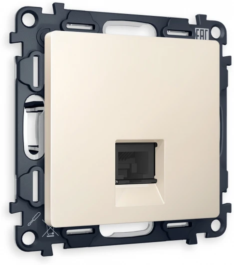 MA332010 Комплект механизма Ambrella Volt компьютерной розетки ALFA MA332010 Бежевый матовый RJ-45(8P8C) CAT6 с защитной шторкой QUANT