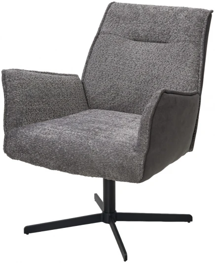621M05623 Кресло BELFAST 360 град. XD841-16 Серый, букле/ GINO-457 Серый, ткань/ Черный, ®DISAUR