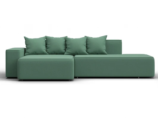 129815L Диван угловой Лига-079 угол левый (ДСП/Пластик/Рогожка/Зеленый) Лига Диванов 129815L