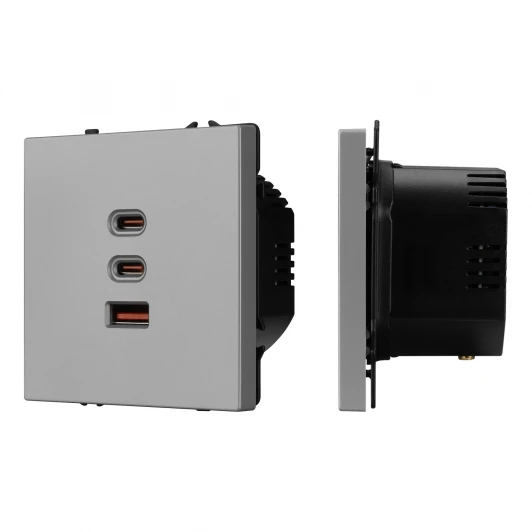 061838(1) Розетка тип А+С+С софт-тач никель ARL NOBE USB SCT-MUACC-SFPL-FC-IS (65W, QC3) (Arlight,) 061838(1)