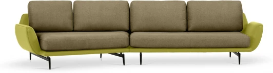 799392 Диван Ispani угловой левый ОГОГО (арт.799392), (Ткань,Экокожа/Коричневый,Зеленый)