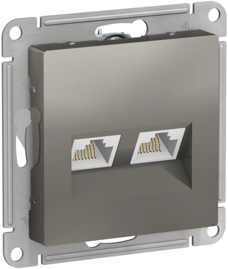 ATN000985 Розетка встраиваемая двойная Ethernet RJ-45 (сталь) Systeme Electric AtlasDesign ATN000985