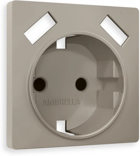 AP3690 Лицевая панель Ambrella Volt ALFA (Серо-бежевый матовый) для электрической розетки с/з со шторками 2USB A+A QUANT AP3690