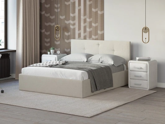 1933660 PROxSON Кровать Mono Plus (Ткань: Жаккард Tesla Мокко) 160x200