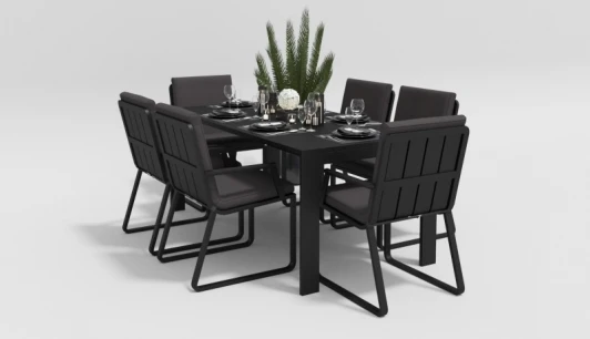 DMLA.010518.C1 Обеденная группа Gardenini Malia (Алюминий,Ткань/Темно-серый,Антрацит) DMLA.010518.C1