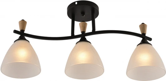 01589-3.3-03B BK+WOOD Потолочная люстра на штанге Reluce 01589-3.3-03B BK+WOOD