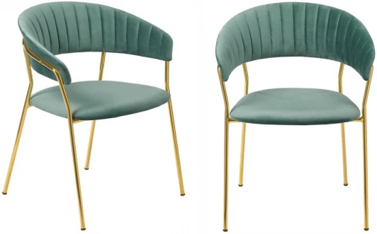 FR 0912P Комплект из 2-х стульев Turin мятный с золотыми ножками Bradexhome арт.FR 0912P