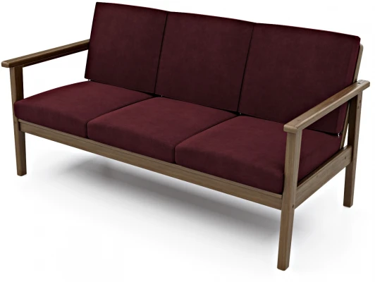 211034 Диван Arsko прямой Лориан Б орех велюр бордовый