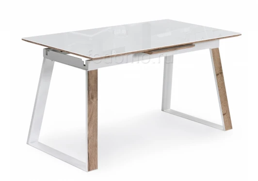 462390 Стеклянный стол Авлида белый / дуб монтана