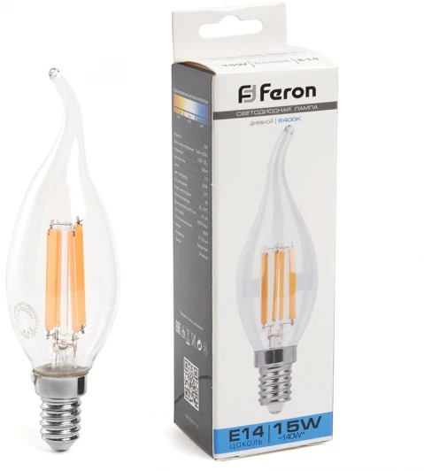 38264 Лампа светодиодная Feron 38264 LB-718 Свеча на ветру E14 15W 6400K