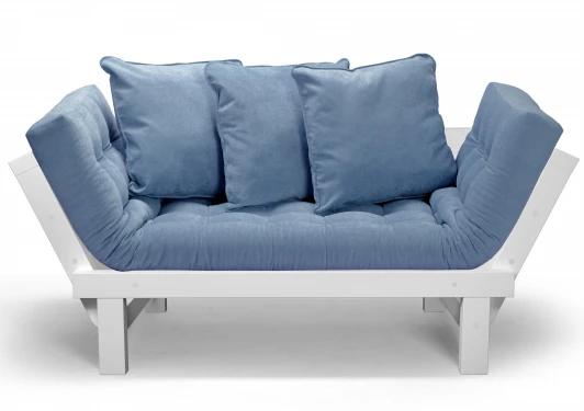 19199 Кушетка Arsko Свен белая эмаль голубой вельвет