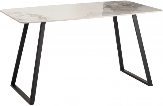 УТ000040513 Стол обеденный Stool Group Vermont 140*80 см керамика светлая ножки черные арт.УТ000040513