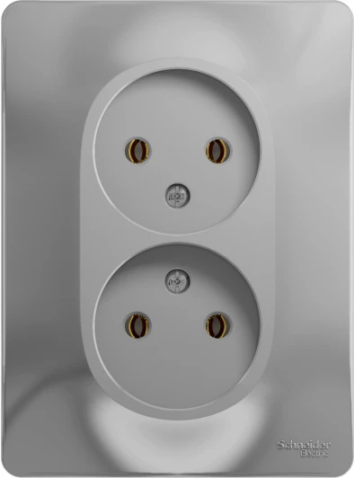 GSL000320 Розетка встраиваемая двойная без заземления (алюминий) Systeme Electric Glossa GSL000320